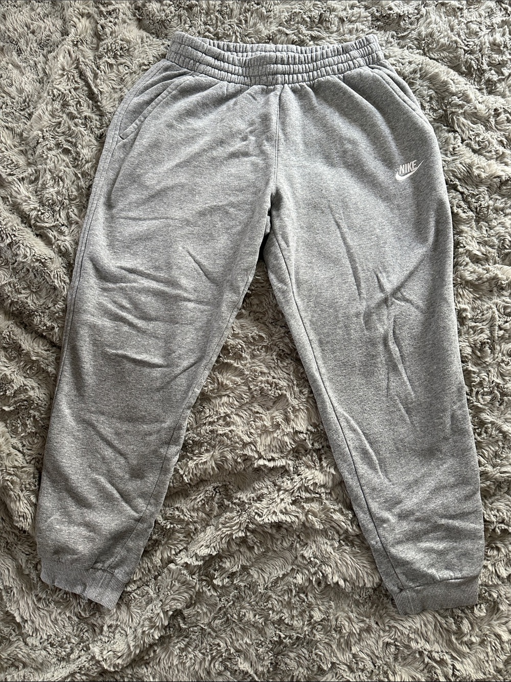 Nike Kids Gray Fleece Joggers with Elastic Cuffs